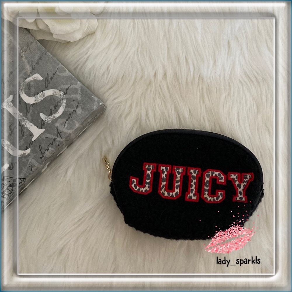 Juicy Couture Black Knit Zip Mini Pouch
